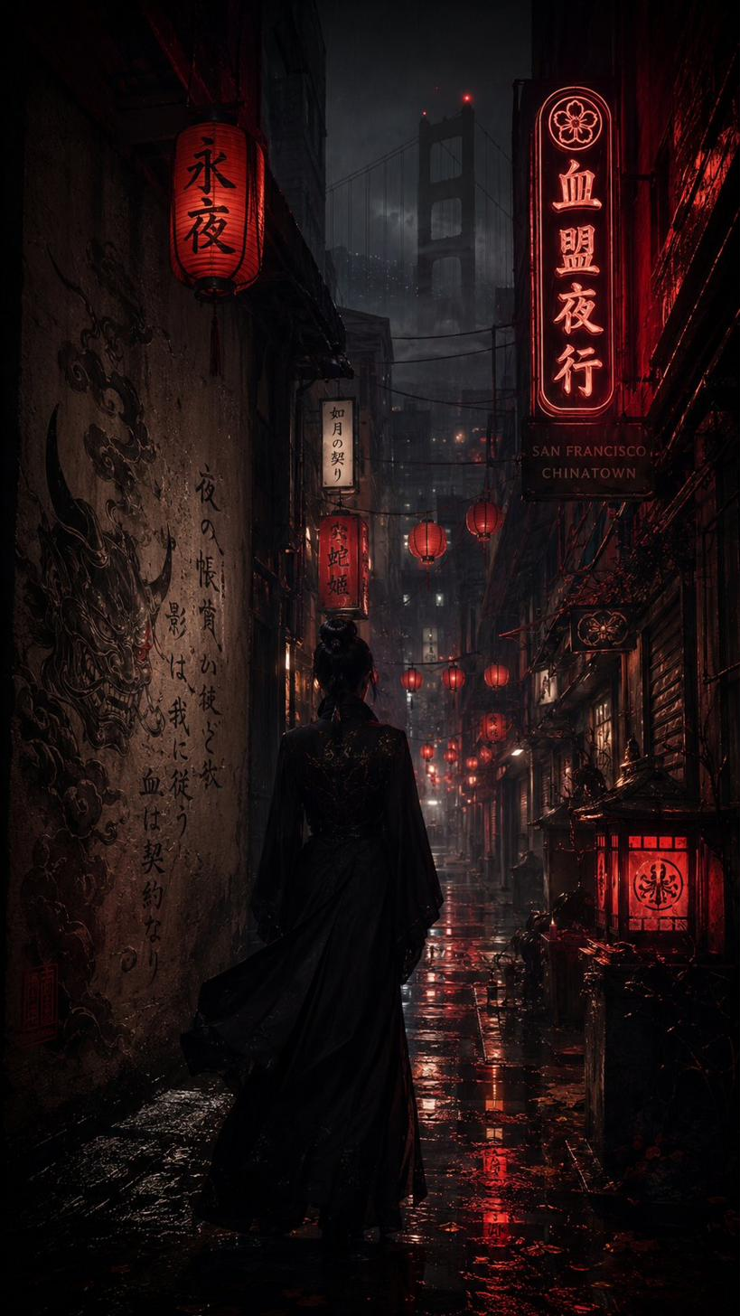 Frau in traditionellem Gewand in der Chinatown von SF